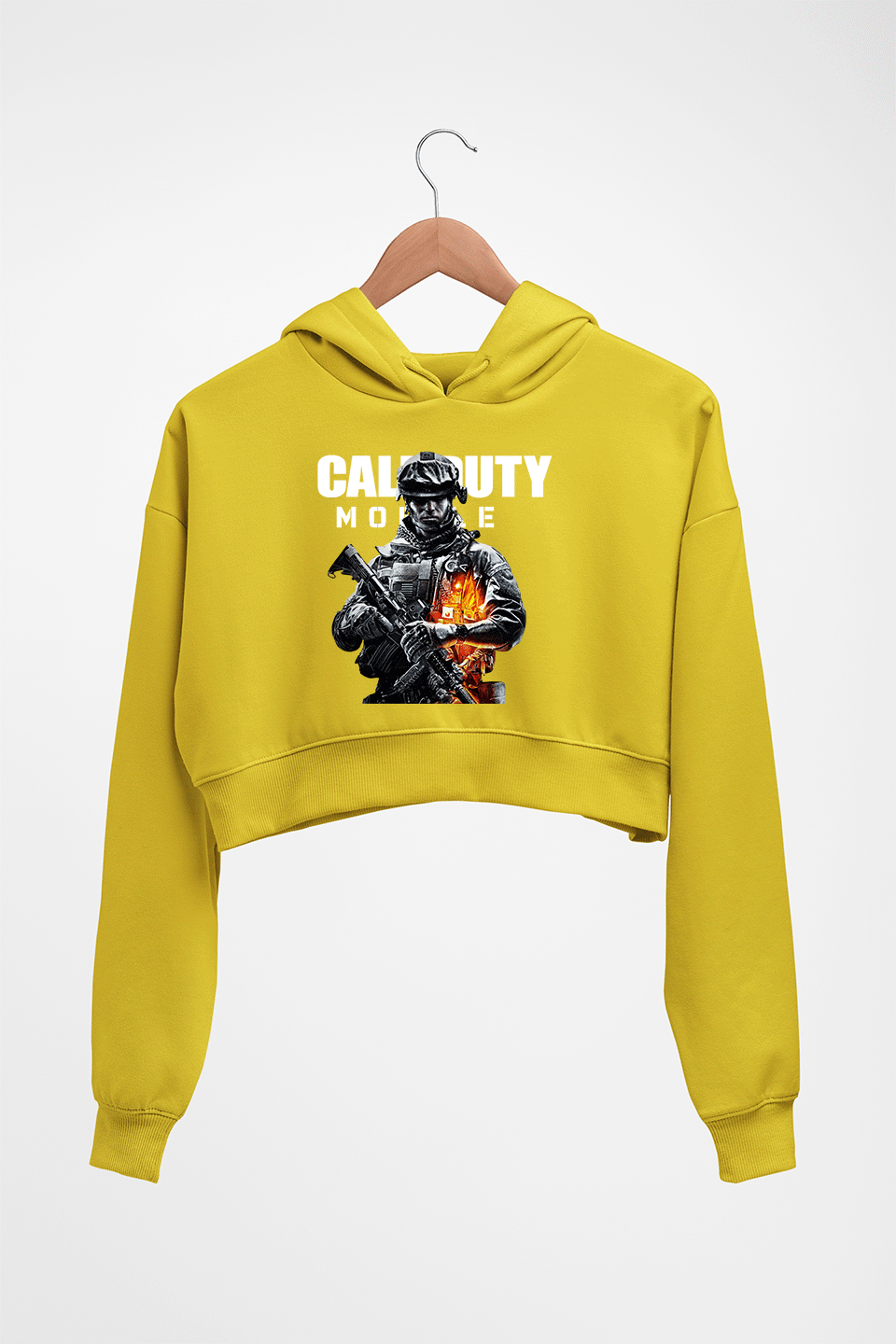 Call of Duty (COD) Crop HOODIE FOR WOMEN-Mustard Yellow-Ektarfa.online