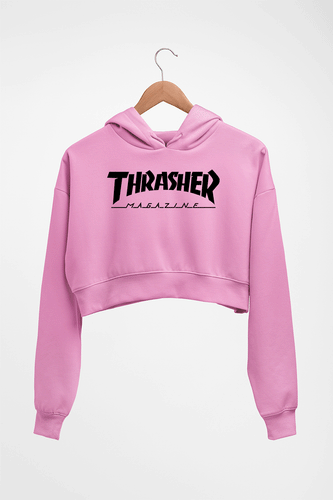 Thrasher Magazine Crop HOODIE FOR WOMEN-Light Baby Pink-Ektarfa.online