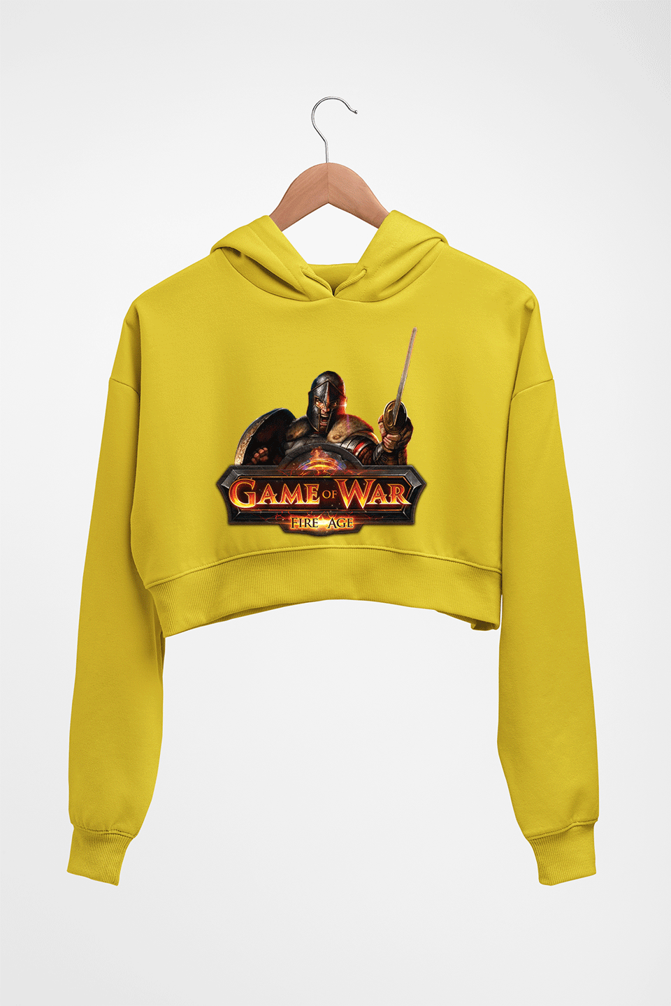 Game of War Crop HOODIE FOR WOMEN-Mustard Yellow-Ektarfa.online