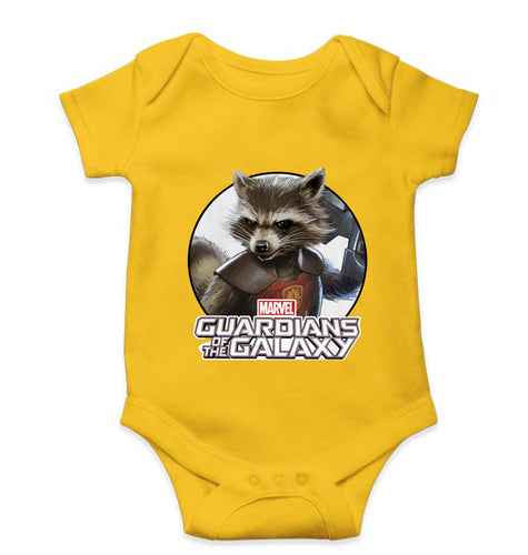 Rocket Raccoon Kids Romper Kids Romper For Baby Boy/Girl-0-5 Months(18 Inches)-Yellow-Ektarfa.online