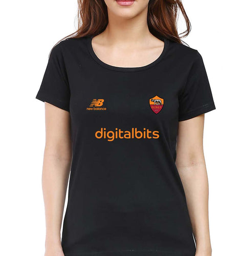 A.S. Roma 2021-22 T-Shirt for Women-Black-Ektarfa.online