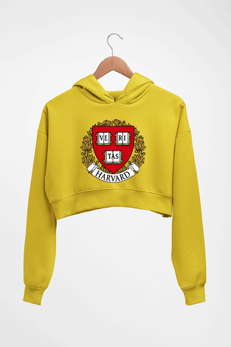 Harvard University Crop HOODIE FOR WOMEN-Mustard yellow-Ektarfa.online