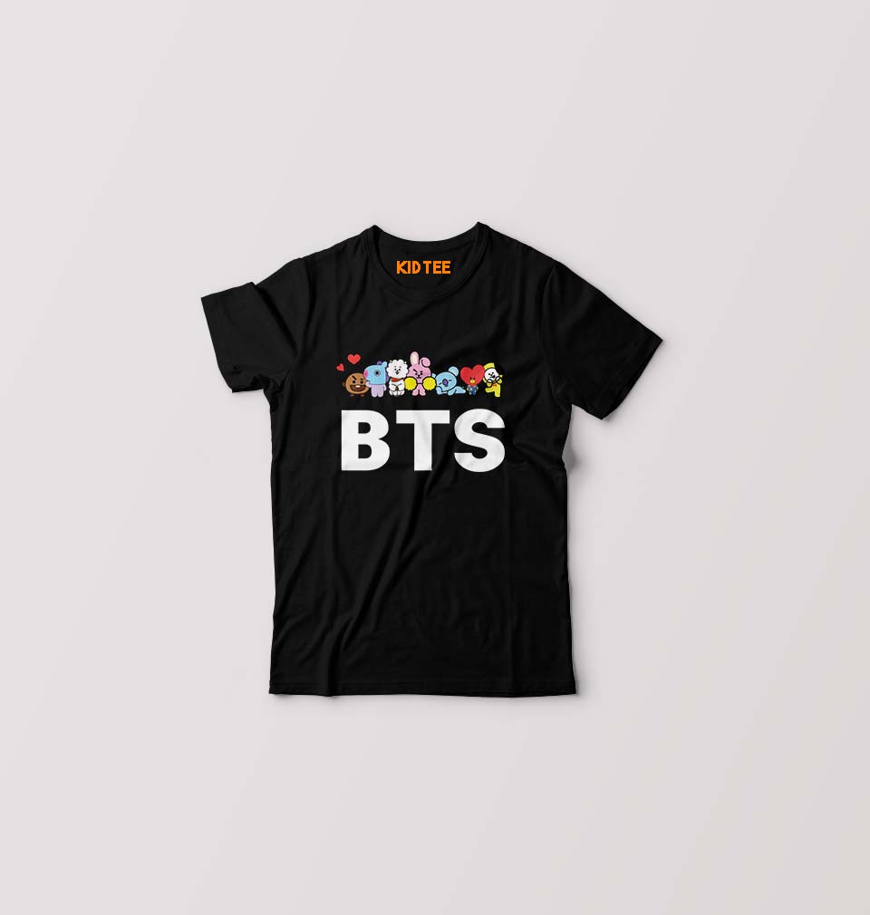 BTS Kids T-Shirt for Boy/Girl-Black-Ektarfa.online