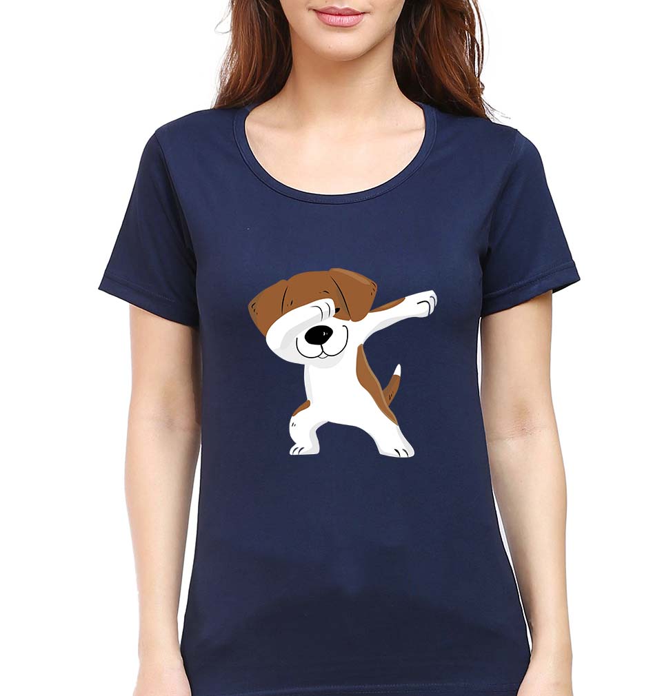Dab Dog T-Shirt for Women-Navy Blue-Ektarfa.online