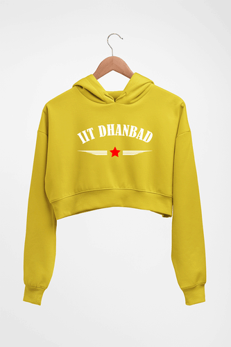 IIT Dhanbad Crop HOODIE FOR WOMEN-Mustard Yellow-Ektarfa.online