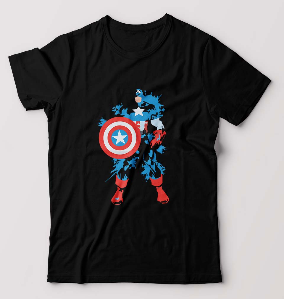 Captain America Superhero T-Shirt for Men-Black-Ektarfa.online