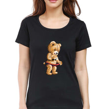 Load image into Gallery viewer, Domrebel Bear T-Shirt for Women-Black-Ektarfa.online
