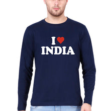 Load image into Gallery viewer, I Love India Full Sleeves T-Shirt for Men-Navy Blue-Ektarfa.online
