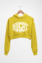 Load image into Gallery viewer, Rugby Crop HOODIE FOR WOMEN-Mustard Yellow-Ektarfa.online
