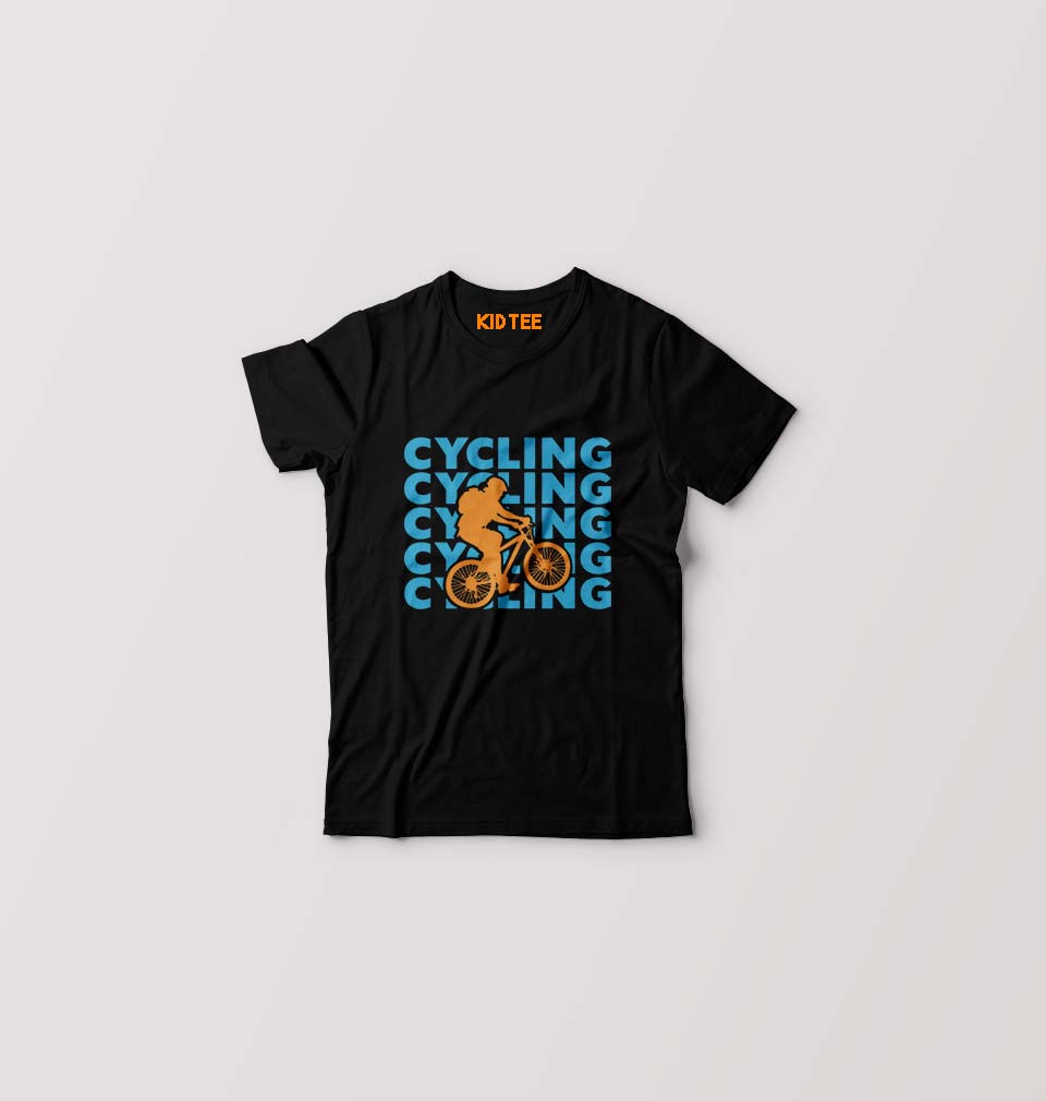 Cycling Kids T-Shirt for Boy/Girl-Black-Ektarfa.online