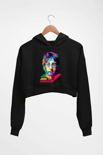 John Lennon Crop HOODIE FOR WOMEN-Black-Ektarfa.online