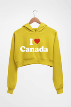 Load image into Gallery viewer, I Love Canada Crop HOODIE FOR WOMEN-Mustard Yellow-Ektarfa.online
