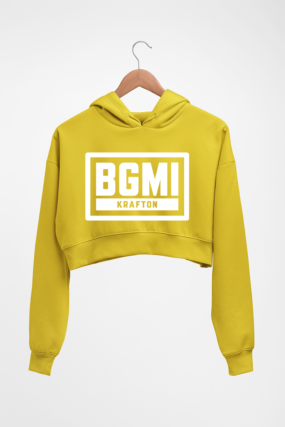 Battlegrounds Mobile India (BGMI) Crop HOODIE FOR WOMEN-Mustard Yellow-Ektarfa.online