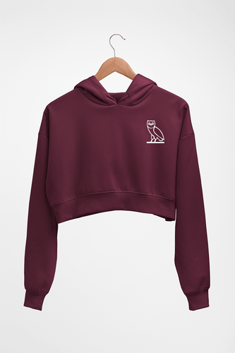 OVO Logo Crop HOODIE FOR WOMEN-Maroon-Ektarfa.online
