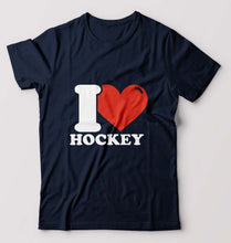 Load image into Gallery viewer, I Love Hockey T-Shirt for Men-Navy Blue-Ektarfa.online
