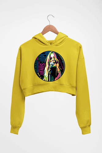 Janis Joplin Crop HOODIE FOR WOMEN-Mustard Yellow-Ektarfa.online