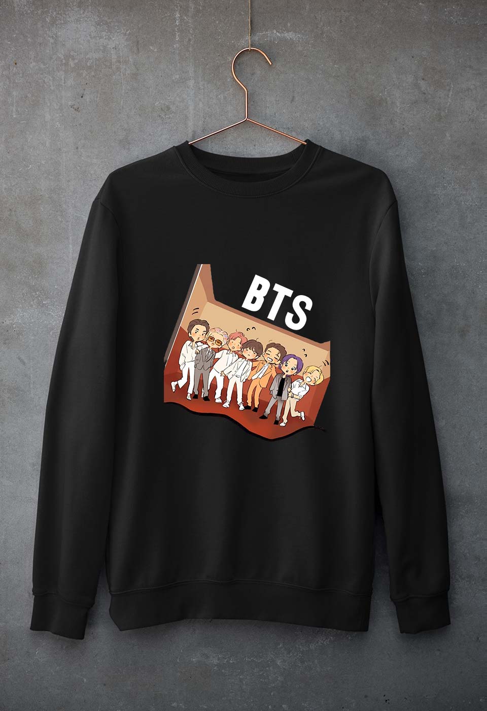 BTS Kpop Unisex Sweatshirt for Men/Women-Black-Ektarfa.online