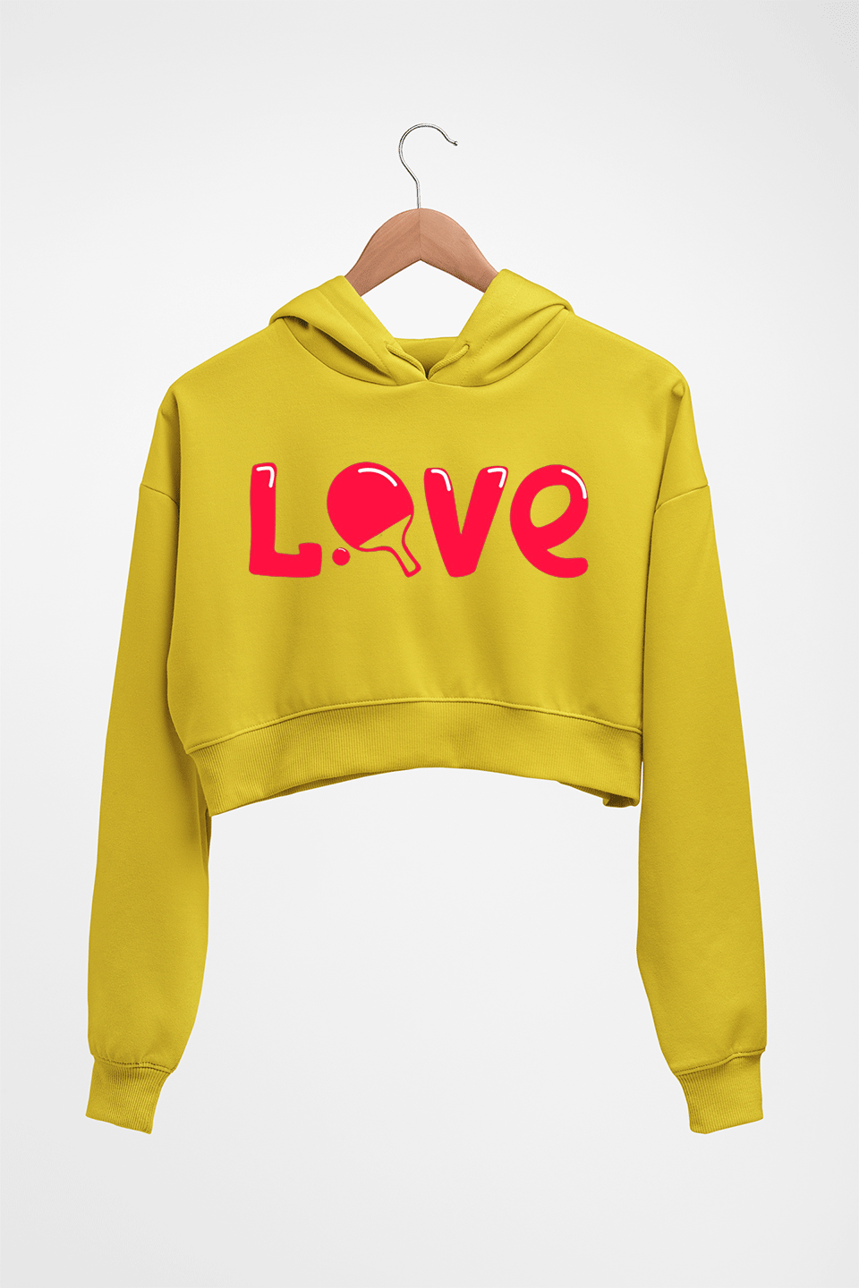 Love Table Tennis (TT) Crop HOODIE FOR WOMEN-Mustard Yellow-Ektarfa.online