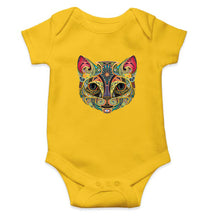 Load image into Gallery viewer, Psychedelic Cat Kids Romper Kids Romper For Baby Boy/Girl-0-5 Months(18 Inches)-Yellow-Ektarfa.online
