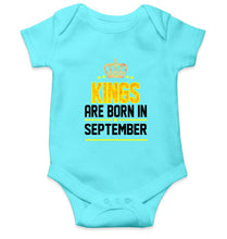 Load image into Gallery viewer, Kings Are Born In September Kids Romper For Baby Boy/Girl-0-5 Months(18 Inches)-Sky Blue-Ektarfa.online
