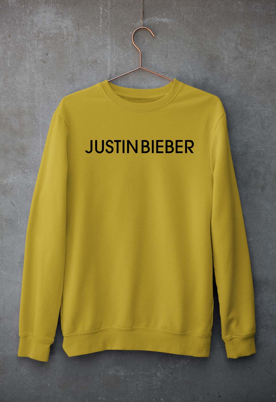 Justin Bieber Unisex Sweatshirt for Men/Women-S(40 Inches)-Mustard Yellow-Ektarfa.online