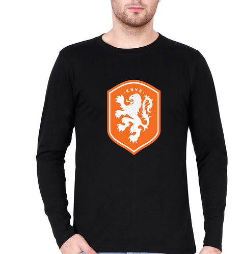 Netherlands Football Full Sleeves T-Shirt for Men-Black-Ektarfa.online