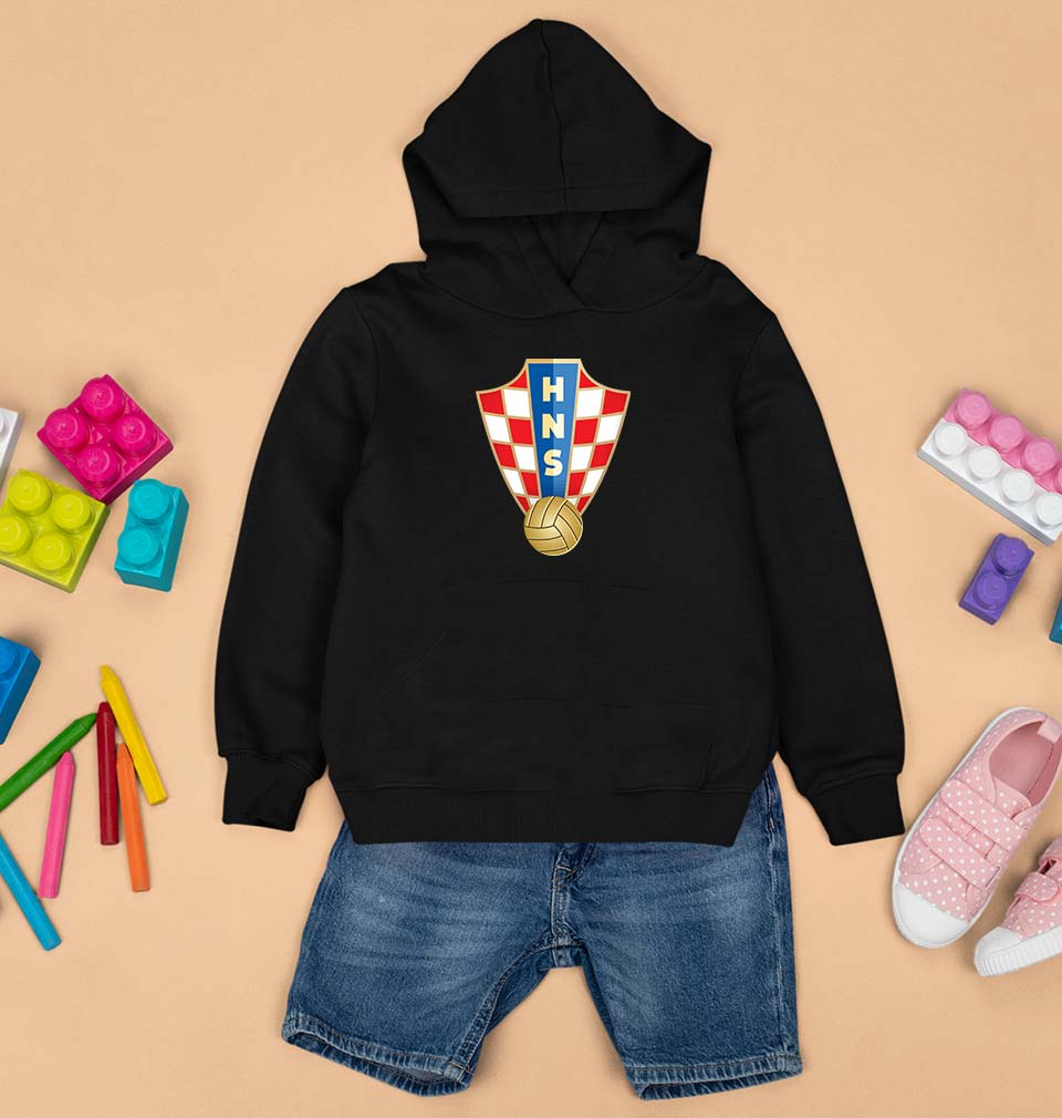 Croatia Football Kids Hoodie for Boy/Girl-Black-Ektarfa.online