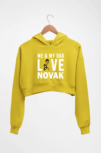 Love Novak Djokovic Tennis Crop HOODIE FOR WOMEN-Mustard Yellow-Ektarfa.online