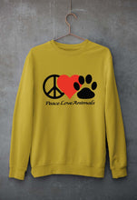 Load image into Gallery viewer, Peace Love Animals Unisex Sweatshirt for Men/Women-Mustard Yellow-Ektarfa.online
