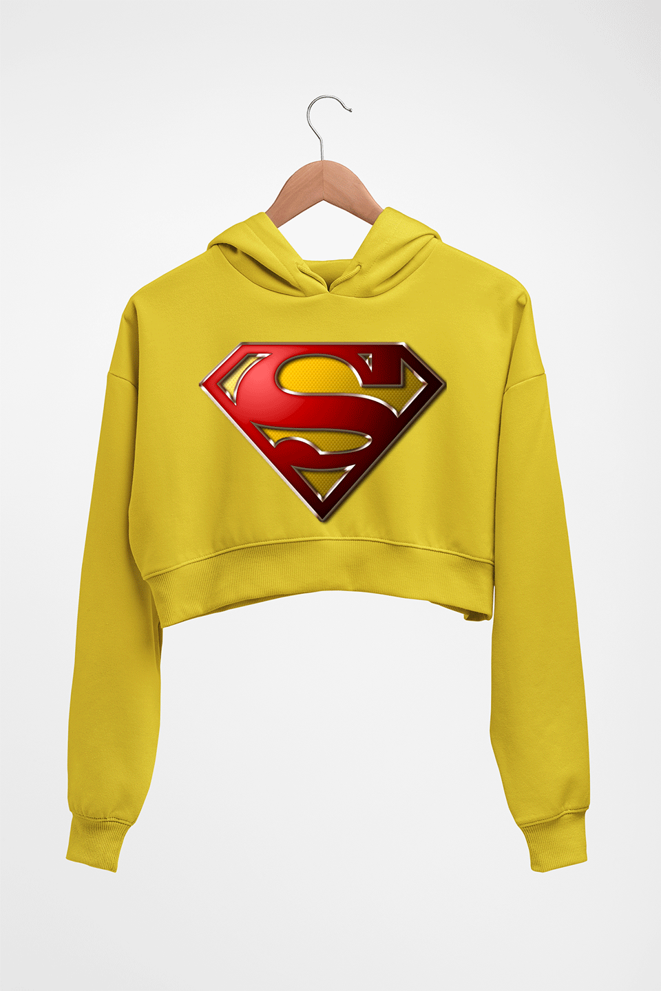 Superman Superhero Crop HOODIE FOR WOMEN-Mustard Yellow-Ektarfa.online