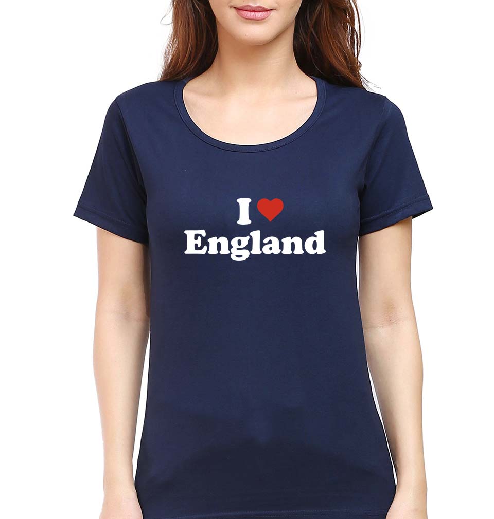 I Love England T-Shirt for Women-Navy Blue-Ektarfa.online