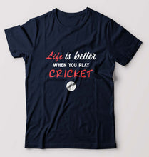 Load image into Gallery viewer, Play Cricket T-Shirt for Men-Navy Blue-Ektarfa.online
