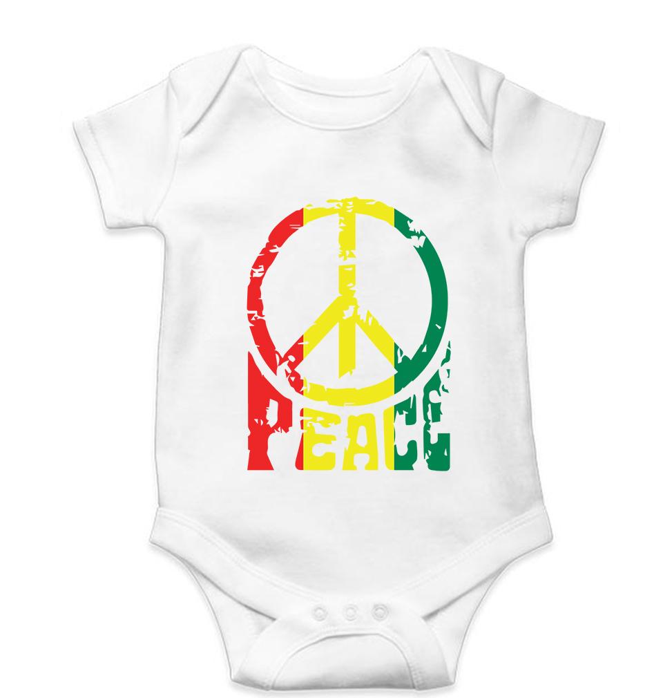 Bob Marley Peace Kids Romper For Baby Boy/Girl-0-5 Months(18 Inches)-White-Ektarfa.online