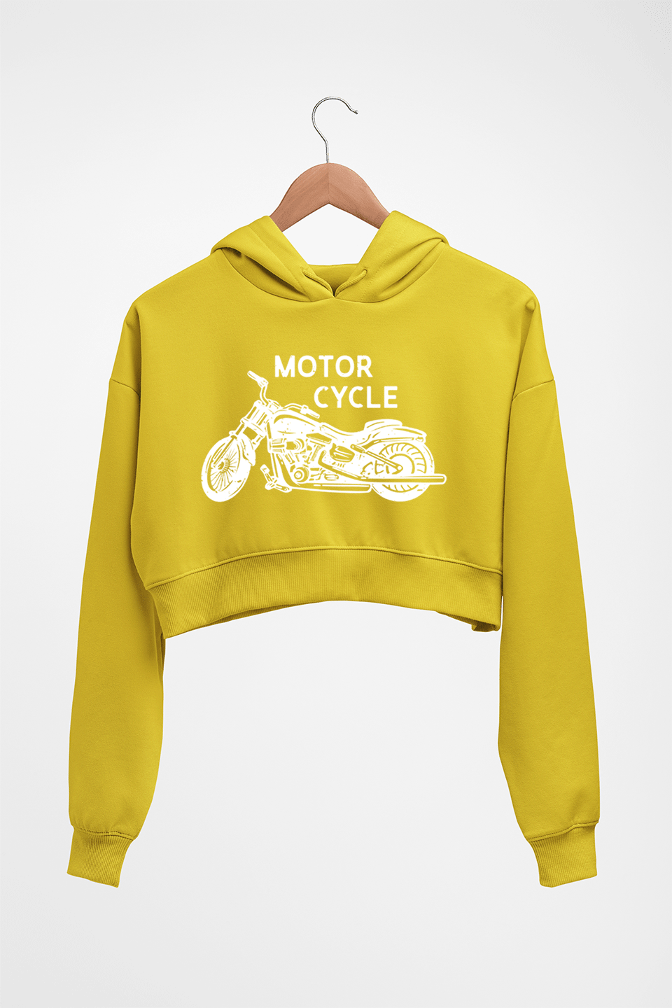 Motorcycle Crop HOODIE FOR WOMEN-Mustard Yellow-Ektarfa.online