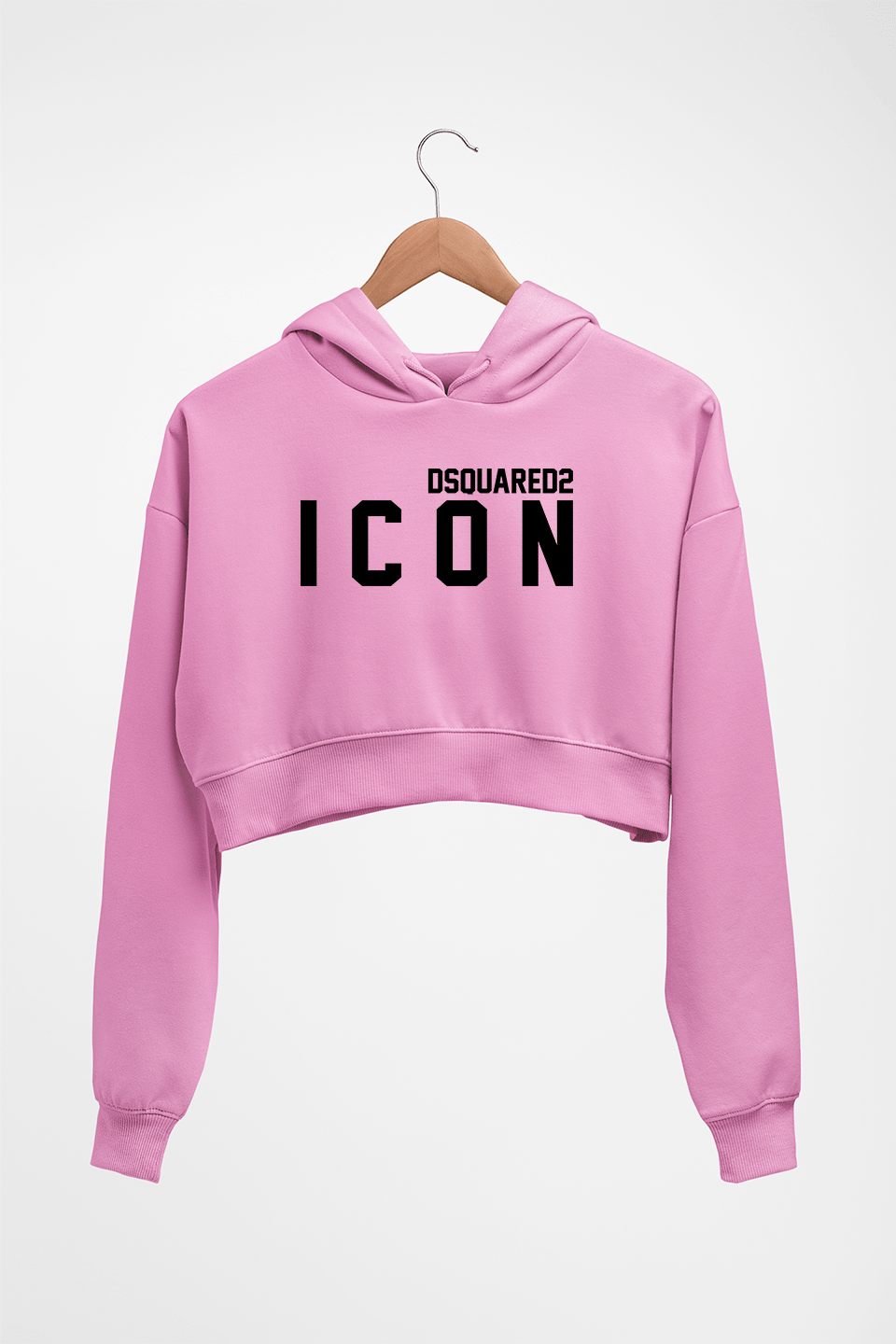 DSQUARED2 - ICON Crop HOODIE FOR WOMEN-Light Baby Pink-Ektarfa.online