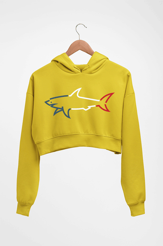 Paul & Shark Crop HOODIE FOR WOMEN-Mustard Yellow-Ektarfa.online