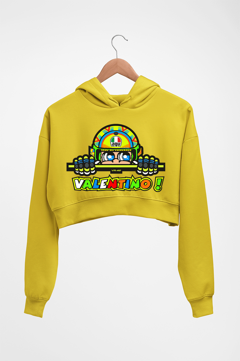 Valentino Rossi(VR 46) Crop HOODIE FOR WOMEN-Mustard Yellow-Ektarfa.online