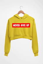 Load image into Gallery viewer, Never Give UP Crop HOODIE FOR WOMEN-Mustard Yellow-Ektarfa.online
