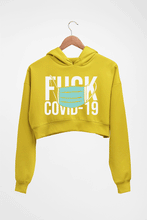 Load image into Gallery viewer, Fuck Covid Crop HOODIE FOR WOMEN-Mustard Yellow-Ektarfa.online
