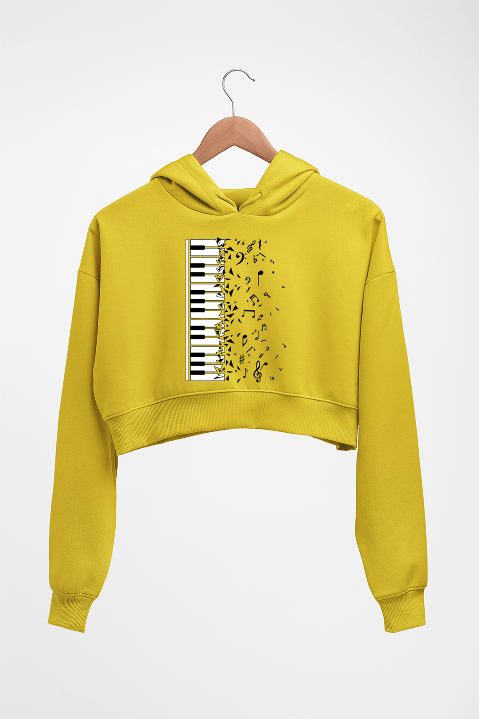 Piano Crop HOODIE FOR WOMEN-Mustard Yellow-Ektarfa.online