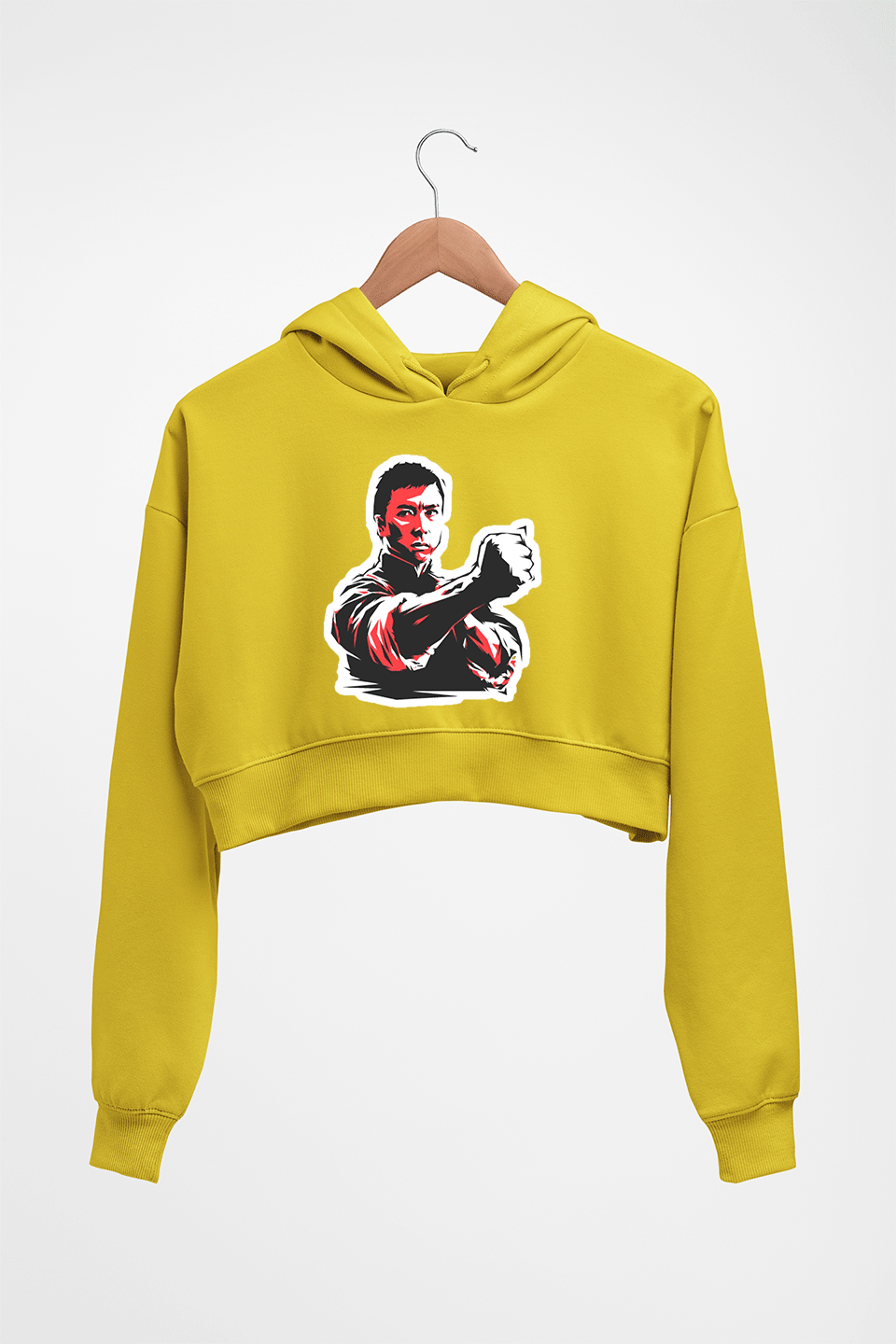 IP Man Crop HOODIE FOR WOMEN-Mustard Yellow-Ektarfa.online
