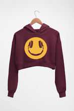 Load image into Gallery viewer, Emoji Headphone Music Crop HOODIE FOR WOMEN-Maroon-Ektarfa.online
