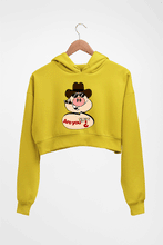 Load image into Gallery viewer, Pig Funny Crop HOODIE FOR WOMEN-Mustard Yellow-Ektarfa.online

