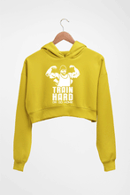 Load image into Gallery viewer, Gym Crop HOODIE FOR WOMEN-Mustard Yellow-Ektarfa.online
