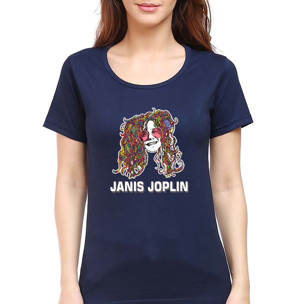 Janis Joplin T-Shirt for Women-Navy Blue-Ektarfa.online