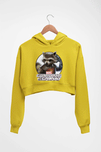 Load image into Gallery viewer, Rocket Raccoon Crop HOODIE FOR WOMEN-Mustard Yellow-Ektarfa.online
