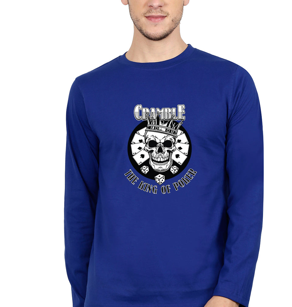 Poker Full Sleeves T-Shirt for Men-Royal Blue-Ektarfa.online