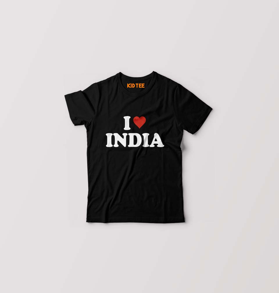 I Love India Kids T-Shirt for Boy/Girl-Black-Ektarfa.online