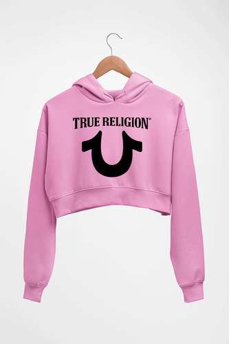 True Religion Crop HOODIE FOR WOMEN-Light Baby Pink-Ektarfa.online