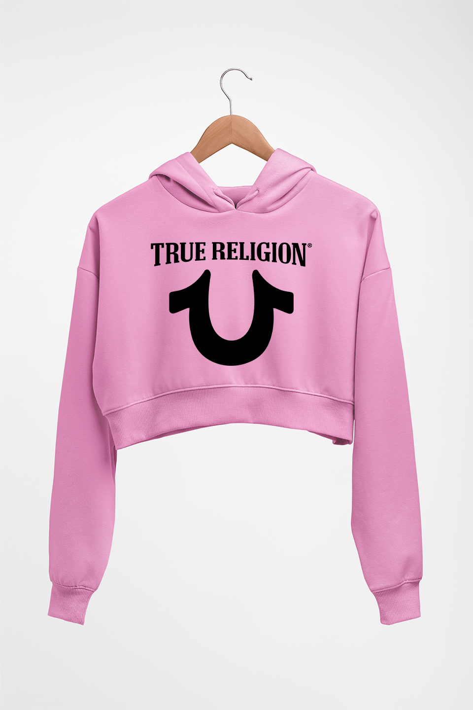 True Religion Crop HOODIE FOR WOMEN-Light Baby Pink-Ektarfa.online